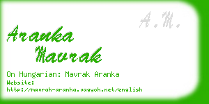 aranka mavrak business card